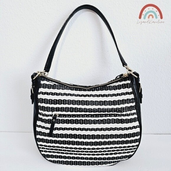 Kate Spade Cobble Hill Mylie Pebbled Leather Straw Rattan Hobo Shoulder Bag - Picture 3 of 16